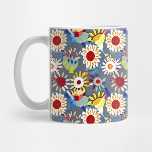 Halftone floral yellow red bue Mug